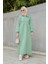 Yakalı Üç Iplik Spor Robalı Elbise-Mint 1