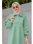 Yakalı Üç Iplik Spor Robalı Elbise-Mint 2