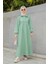 Yakalı Üç Iplik Spor Robalı Elbise-Mint 4