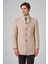 Erkek Bej Yünlü Dynamic Fit Hakim Yaka Kaban 4