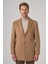 Erkek Bej Yünlü Düz Dynamic Fit Sivri Yaka Kaban 1