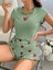 Kadın Kısa Kollu Çilek Desenli Ev Pijama Şort Takımı 3