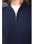 Lacivert Yarım Fermuarlı Dik Yaka Erkek Triko Kazak 7442 3