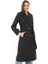 Premium Kadın Kaşe Kaban Uzun Boy, Balık Sırtı Yünlü Kaşmir Dokuma, Kruvaze Kuşaklı Astarlı - Siyah 1