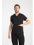 Üniforma V Yaka Siyah Likralı Ütü Istemeyen Unisex Doktor Hemşire Takım Scrubs 3