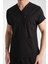 Üniforma V Yaka Siyah Likralı Ütü Istemeyen Unisex Doktor Hemşire Takım Scrubs 5