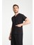 Üniforma V Yaka Siyah Likralı Ütü Istemeyen Unisex Doktor Hemşire Takım Scrubs 9