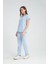 Üniforma V Yaka Buz Mavi Unisex Likralı Ütü Istemeyen Unisex Doktor Hemşire Scrubs Takım 1