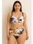 Kadın Büyük Beden Desteksiz Çiçek Desenli Bikini Takımı – Yüksek Bel Alt 2411 3