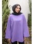 Mor Bisiklet Yaka Oversize Penye Sweat 1