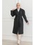 Kadın Kaşe Kaban – Uzun Boy 115 cm Kruvaze Yaka Kuşaklı Astarlı Kışlık Tesettür Kaban, Yünlü Dokuma Kaşmir Kumaş, Cepli Oversize Rahat Kalıp Şık Modern Kaban Mont Modeli (Günlük ve Özel Gün Kombinlerine Uygun) - Siyah 4