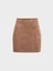 Fermuar Detaylı Süet Mini Etek - Kahve 2