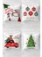 Renkli Noel Baba ve Çam Ağacı Temalı Yılbaşı Kırlent Kılıfı Takım (4'lü) 1