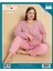 P-301-1052 Bayan Bambu Battal Uzun .kol Pijama Takımı-Pembe-- 1