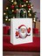 3’lü Beyaz Büküm Saplı Kağıt Hediye Çantası, Noel Baba Temalı, 8X18X24 cm 1