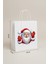 3’lü Beyaz Büküm Saplı Kağıt Hediye Çantası, Noel Baba Temalı, 8X18X24 cm 5