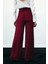 Yüksek Bel Desenli Pantolon - Bordo 7