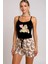 Renkli Ayıcık Desenli Askılı Şortlu Kadın Pijama Takımı 3