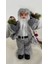 Beyaz Sakallı Noel Baba Figür Gri Ekose Elbiseli Süs Dekorasyon Biblo 3