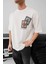 Erkek Baskılı Oversize T-Shirt - Beyaz 2