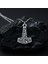 Thor Mjollnir Hammer Gümüş Kaplama Düz Zincir Kolye 3