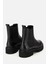 Kadın Deri Siyah Lastik Detaylı Kalın Tabanlı Düz Bot 3