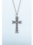 Kuru Kafalı Haç Gümüş Kaplama Düz Zincir Kolye 1
