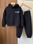 Unisex Çocuk Pamuklu Siyah Kapüşonlu Sweat & Jogger Eşofman Takım 6