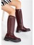 ZPİN-312 Premium Bordo Toka Aksesuarlı Fermuarlı Günlük Kadın Çizme 1