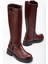 ZPİN-312 Premium Bordo Toka Aksesuarlı Fermuarlı Günlük Kadın Çizme 2