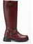 ZPİN-312 Premium Bordo Toka Aksesuarlı Fermuarlı Günlük Kadın Çizme 4