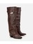 Kadın Kahverengi Tokalı Diz Altı Kalın Topuklu Çizme 2