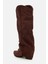 Kadın Süet Kahverengi Dikiş Detaylı Western Kalın Topuklu Çizme 5