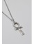 Ankh Yaşam Kolye - Düz Ezme İthal Zincirli Unisex Gümüş Kaplama Mısır Sembolü - 60 cm 2