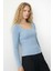 Kare Yaka Uzun Kollu Triko Bluz 2