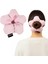 El Yapımı Çiçek Model Pofuduk Scrunchie Toka - Pembe Beyaz Çizgili 1