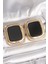 Pirinç Gold Renk Siyah Mineli Kare Model Kadın Küpe - TJ-BKP10429 1