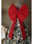 Kurdele Yıllbaşı Ağaç Süs Noel Kırmızı Fiyonk 55X50 cm Büyük 2