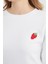 3 Iplik Çilek Nakışlı Crop Sweatshirt 5