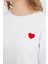 3 Iplik Kalp Nakışlı Crop Sweatshirt 7