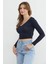 V Yaka Uzun Kol Crop Bluz 5
