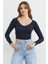 V Yaka Uzun Kol Crop Bluz 6