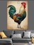 Çizimli Horoz Renkli Dijital Dekoratif Kanvas - Mdf Ahşap Tablo 5
