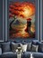 Gün Batımı Kırmızı Ağaç Aşık Çift Dekoratif Kanvas - Mdf Ahşap Tablo 3
