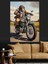 Motosiklet Süren Kasklı Maymun Dekoratif Kanvas - Mdf Ahşap Tablo 3