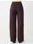 Acı Kahve Bol Paça Yüksek Bel Uzun Örme Pantolon 5