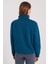 Kadın Relax Fit Rahat Kesim Pamuklu Içi Polarlı Yarım Fermuarlı Indigo Dik Yaka Sweatshirt 7