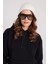 Kadın Oversize Geniş Kesim Pamuklu Yumuşak Dokulu Içi Polarlı Basic Siyah Kapüşonlu Sweatshirt 2