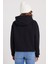 Kadın Oversize Geniş Kesim Pamuklu Yumuşak Dokulu Içi Polarlı Basic Siyah Kapüşonlu Sweatshirt 7