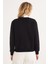 Kadın Regular Fit Klasik Kesim %100 Pamuk Baskılı Bisiklet Yaka Siyah Sweatshirt 7